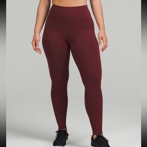Lululemon Wunder train contour fit in red merlot.